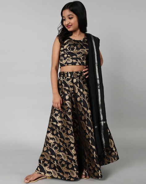 Buy Wedding Wear Black Red Digital Printed Silk Readymade Kids Lehenga  Choli Online From Surat Wholesale Shop.