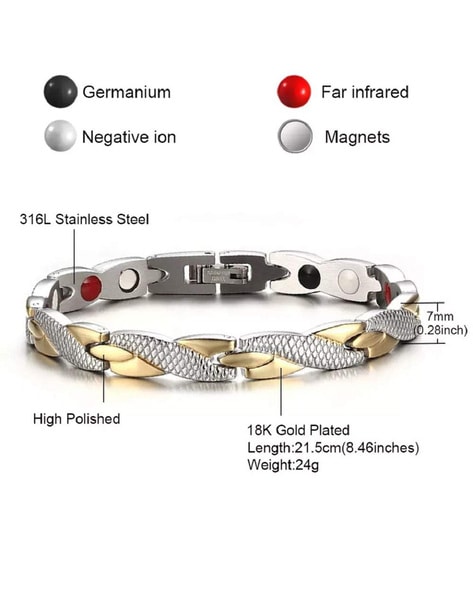 4 IN 1 Mens Titanium Bracelet Energy Stones Magnetic Therapy Bracelet with  Far Infrared Ray | Lazada PH