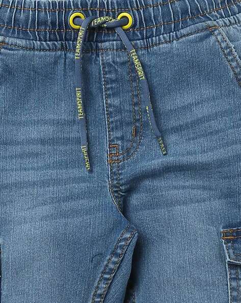 Washed Cargo Denim Jogger Jeans view 3