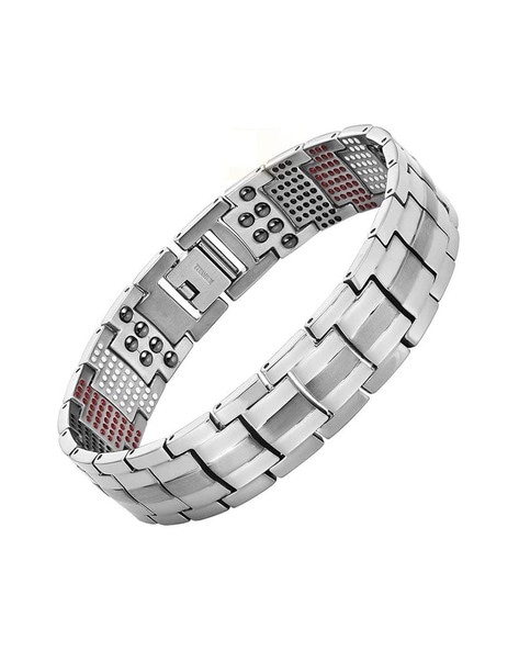Silver Crystal Magnetic Stretch Ring and Bracelet Set -