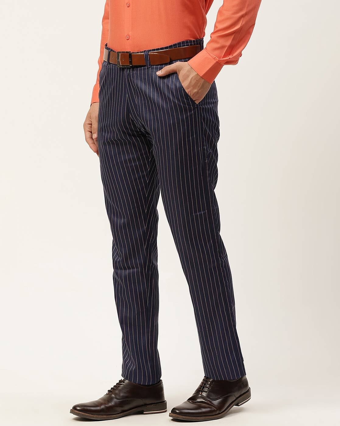 Bojoni Uluwatu Slim Fit Blue Striped Trouser | BOJONI