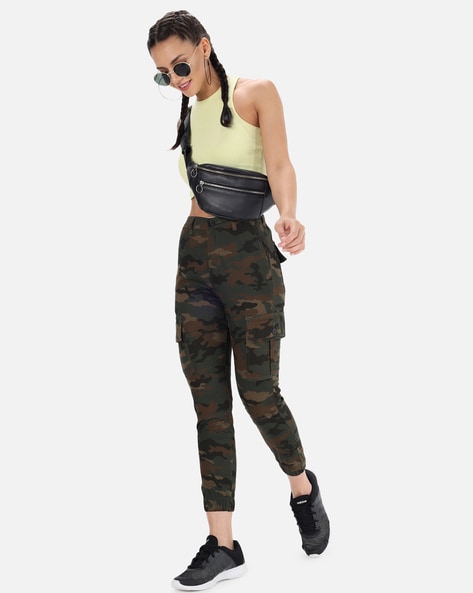 Buy Women Green Camouflage Twill Side Pocket Pants Online At Best Price -  Sassafras.in