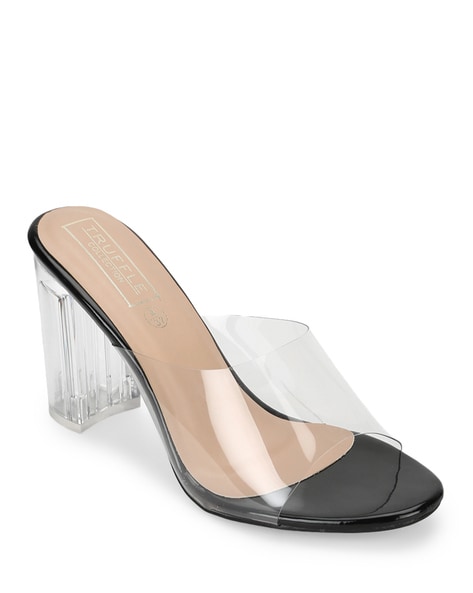 Buy Truffle Collection Black PU Stud and Buckle Strap Peep Toe Block Heels  Online at Low Prices in India - Paytmmall.com