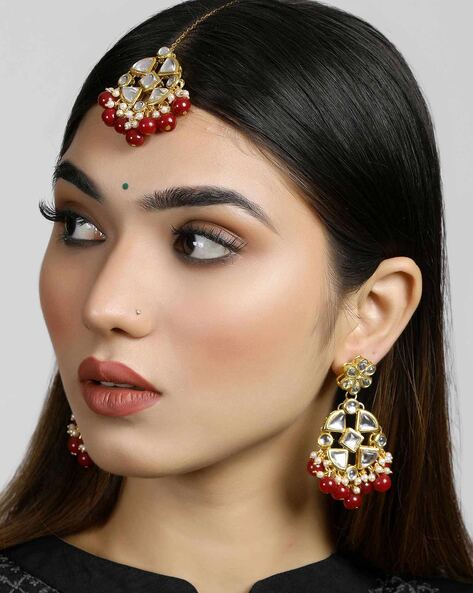 Buy Red Alloy Maang Tikka Earrings Combo Online In India At Discounted  Prices