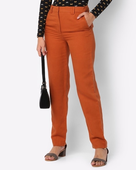 Buy HANGUP Formal Trousers Bottom Wear Slim Fit Formal Trousers Rust Color  Online