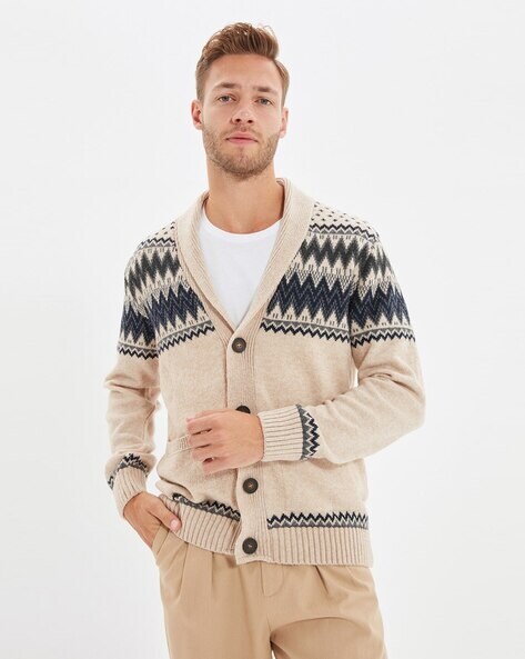 Mens on sale printed cardigan