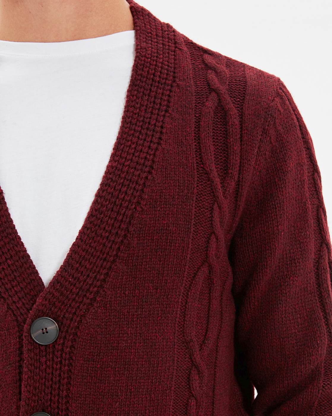 Trendyol Collection Burgundy Double Breasted Knitted Window/Cut