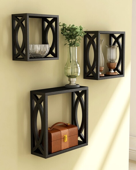 Black Wall Table Decor For Home, Stylish Wooden Wall Shelves