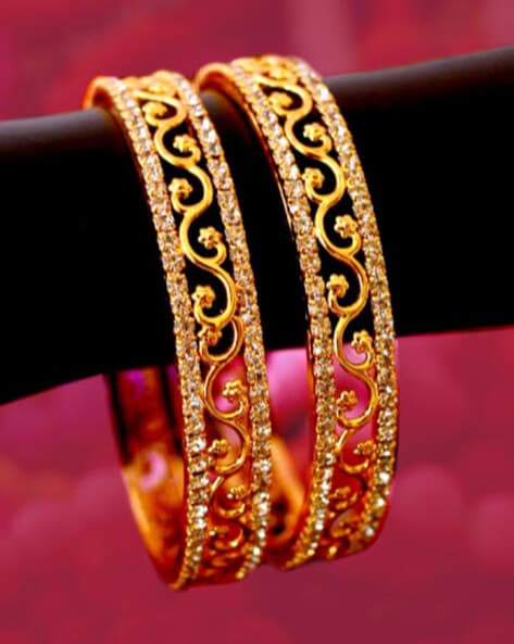 White stone gold hot sale bangles with price