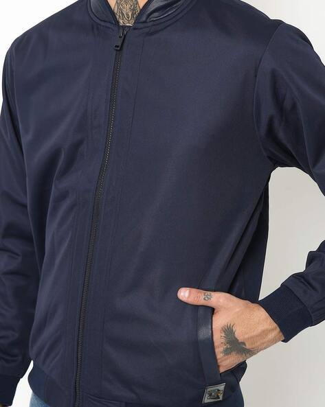 Zip-Front Bomber Jacket with Insert Pockets view 3