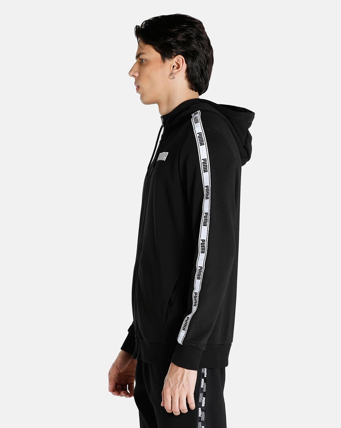 Adidas black store tape hoodie