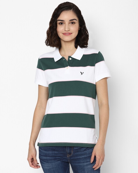 Striped collar outlet t shirt