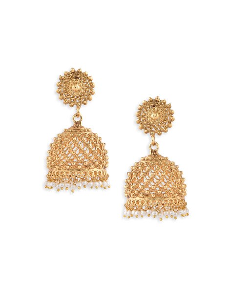 Buy Silver finish pink beaded jhumka earrings Online for Women by MERO  JEWELLERY - 4162766