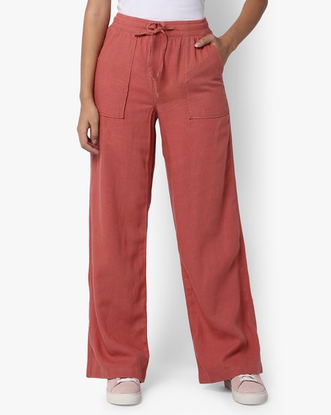 Leather texture high rise trousers Terracotta | Womens Adolfo Dominguez  Trousers • Intoseminar
