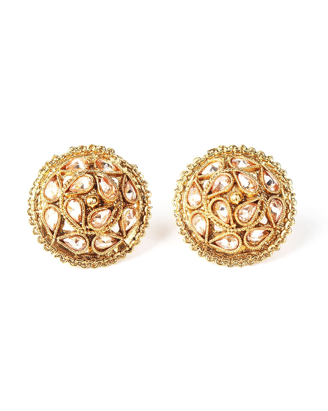 Designer kundan stone bridal dangler pearl stone earrings studs -  SHREEVARAM - 3460220
