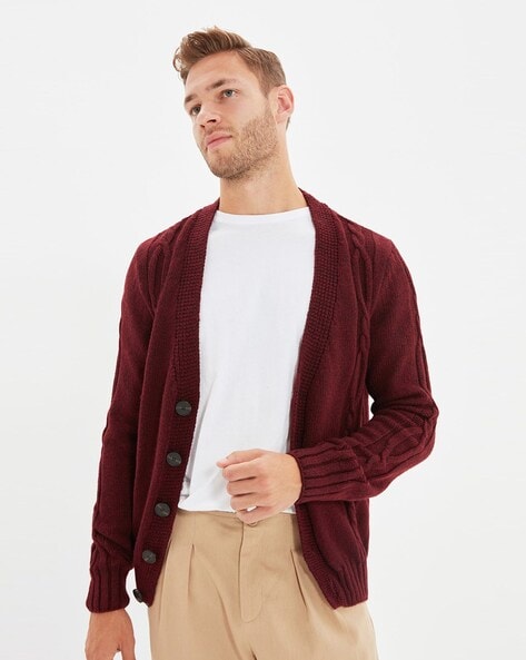 Buy Burgundy Sweaters Cardigans for Men by TRENDYOL Online Ajio