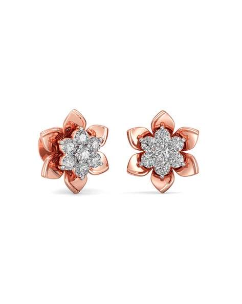 Buy Geometric 14KT Rose Gold Earrings Online | ORRA