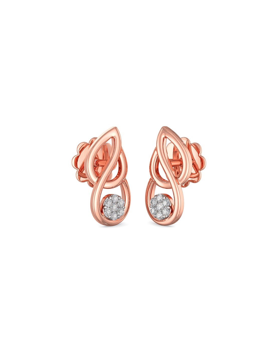 Roberto Coin Rose Gold Thin Hoop Earrings with Emerald Cut Diamonds |  111442AXERX0 | Borsheims