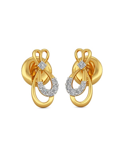 Buy Stylish Cubic with Floral Gold Earrings |GRT Jewellers