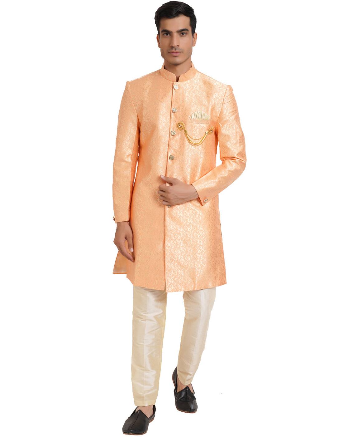 peach sherwani