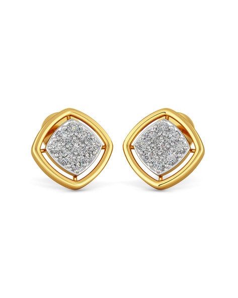 Buy Dazzling Diamond Halo Rosegold Earrings- Joyalukkas