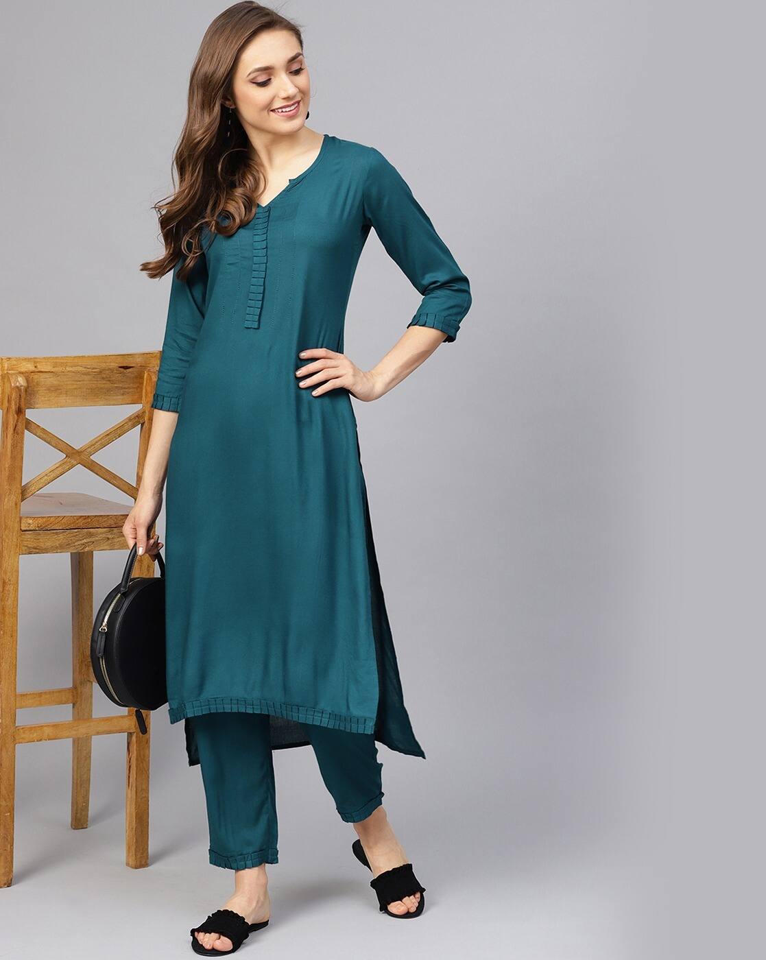 Buy Teal blue Kurta Suit Sets for Women 
