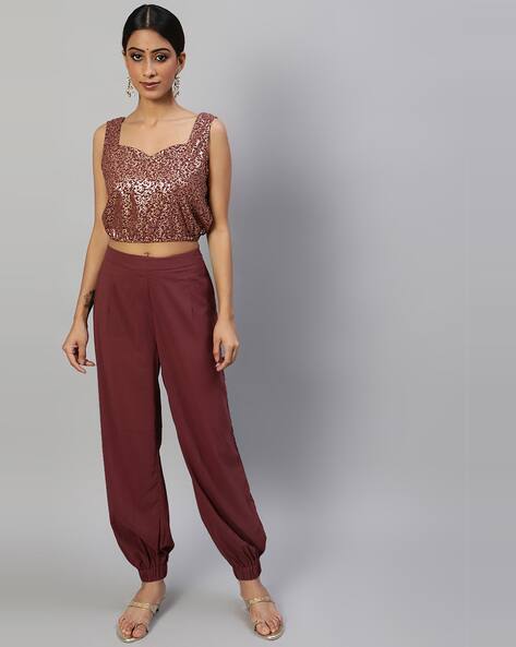 Buy Burgundy Fusion Wear Sets for Women by Aks Couture Online | Ajio.com