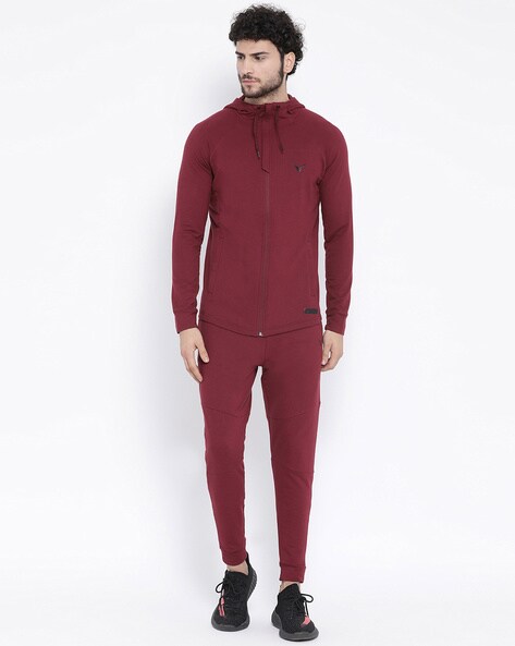 men burgundy sweatsuit