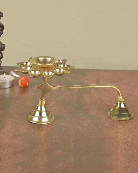 brass diya with handle