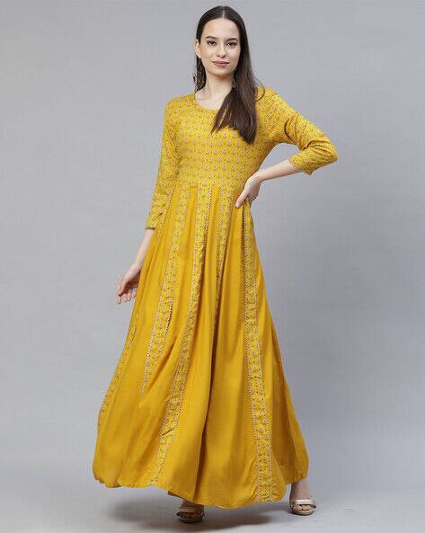 mustard fit and flare dress