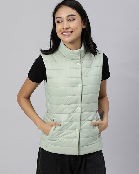 sleeveless puffer jacket women's