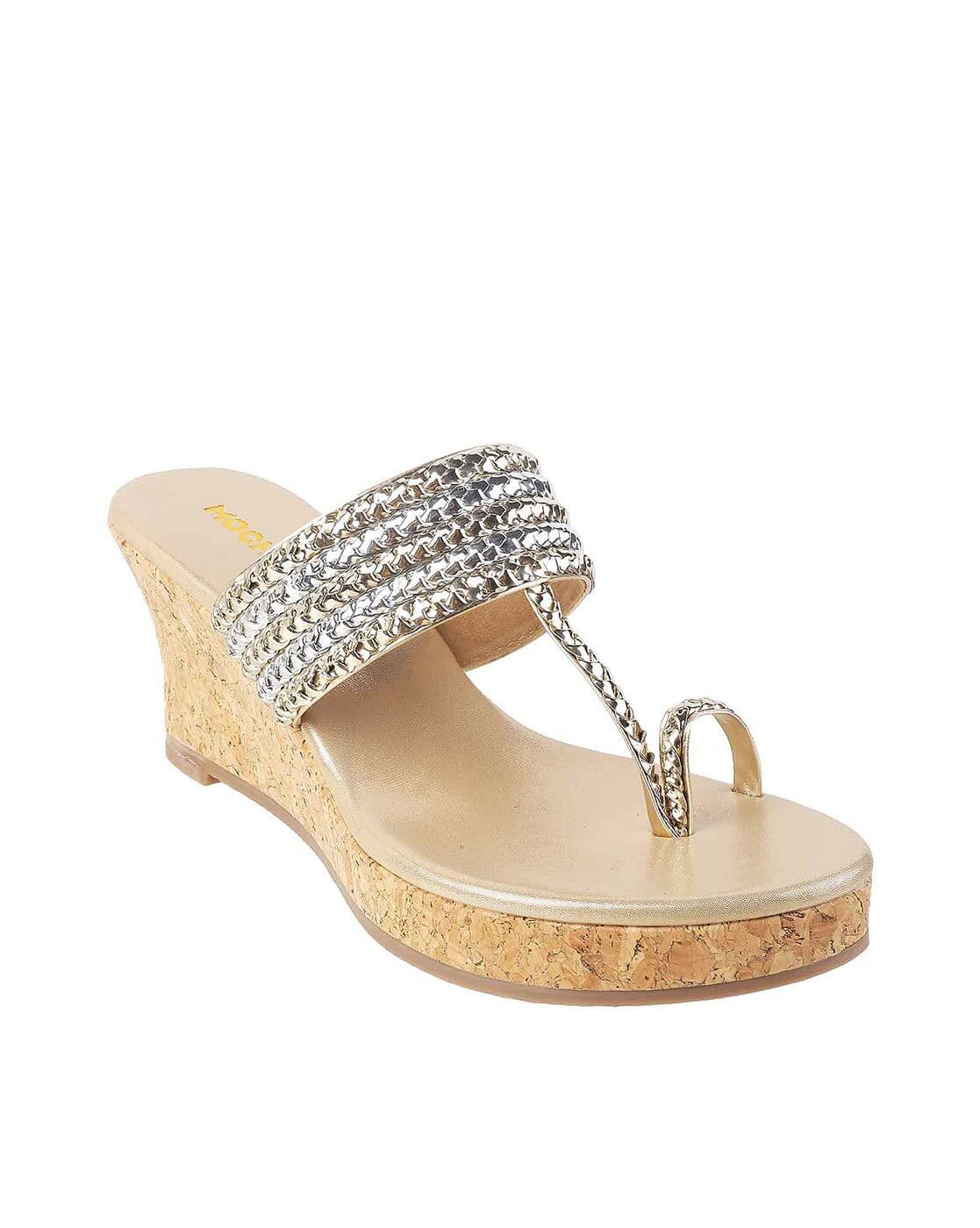 Buy Gold Heeled Sandals for Women by Mochi Online | Ajio.com