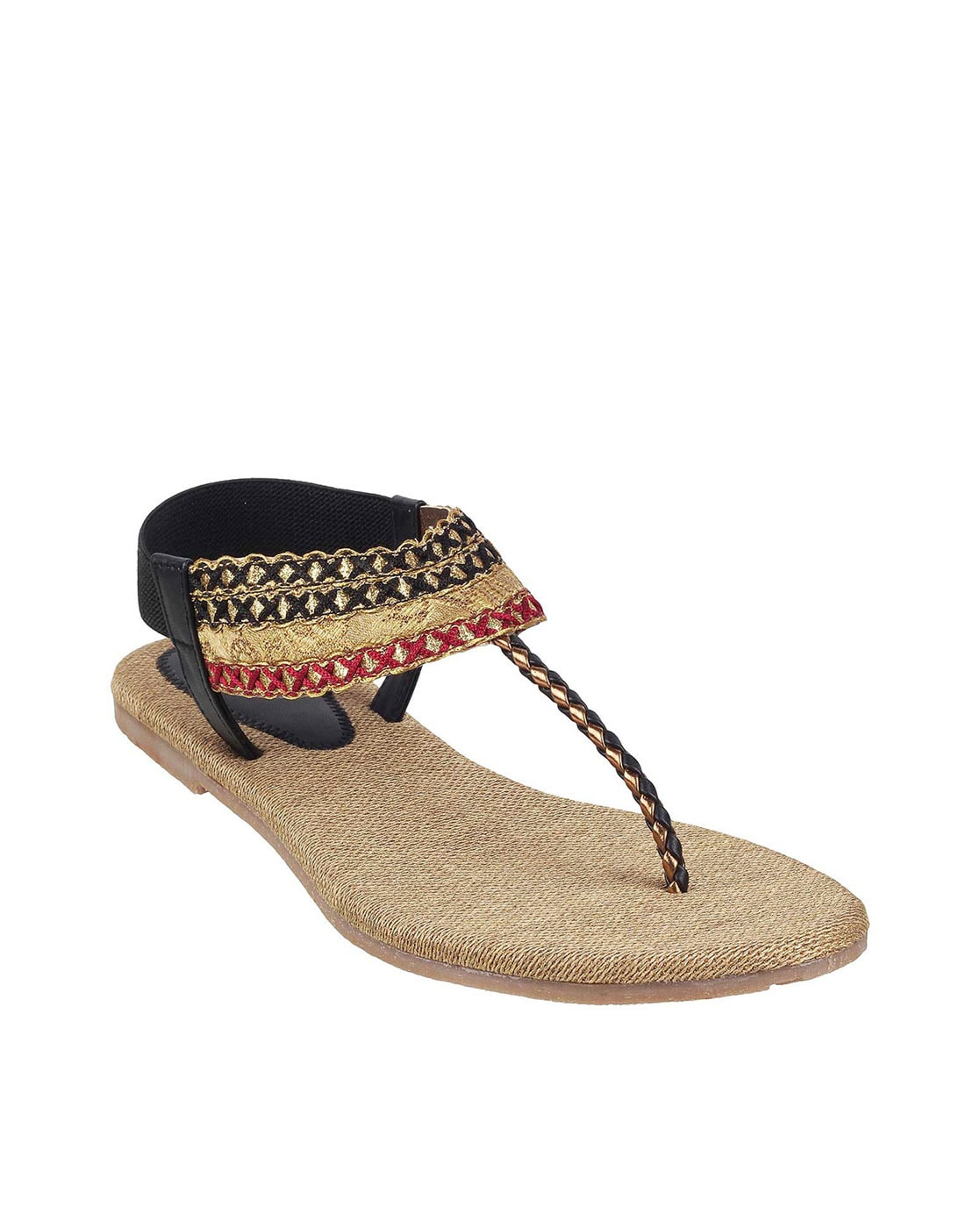 Amazon.com | Julymens Women's Rhinestone Pearl Sandals Elastic Ankle Strap  Toe Ring Dressy Beach Wedding Shoes SH035 Black US5.5 | Flats