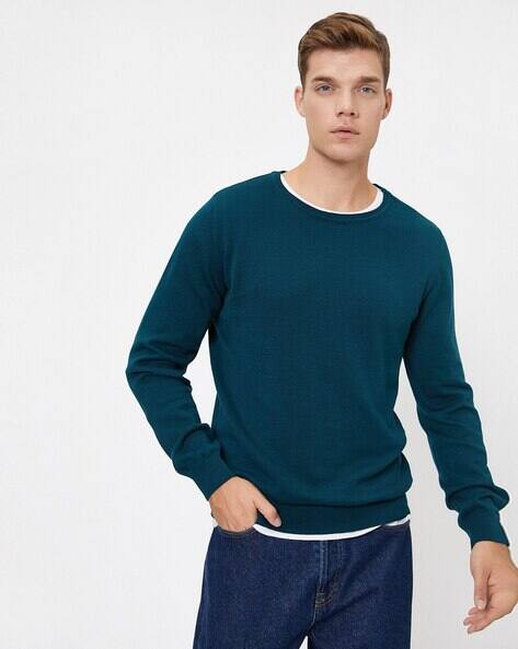 Pullover In Petrol Buy Petrol Blue Sweaters Cardigans For Men By