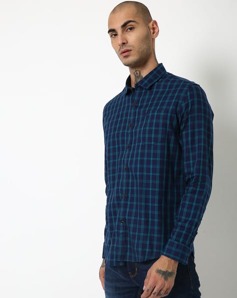 Buy Navy Blue Shirts for Men by NETPLAY 