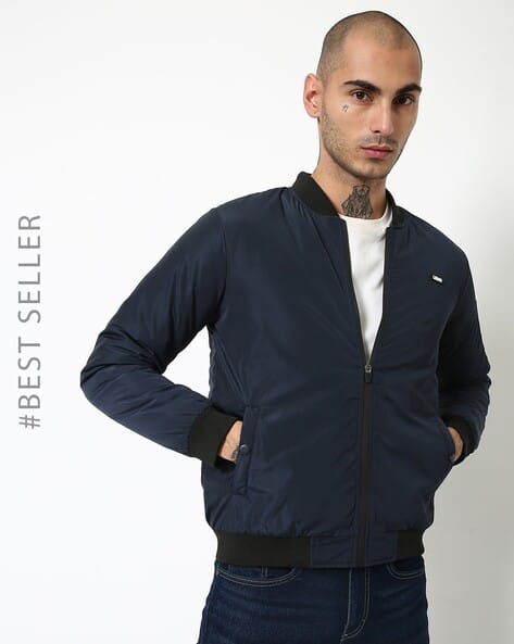 buttoned bomber jacket