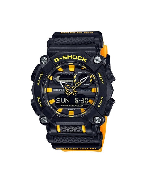 Men G1048 G-Shock GA-900A-1A9DR Black-Yellow Analog-Digital Dial Black Resin Strap Watch