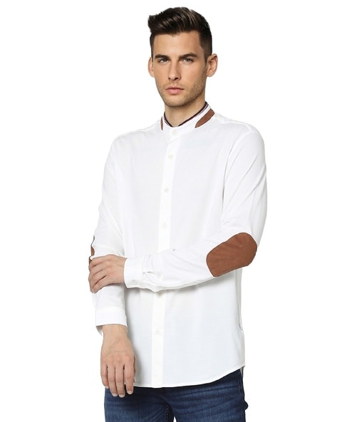 shirt with leather elbow patches