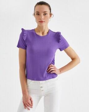 purple baseball tee women's