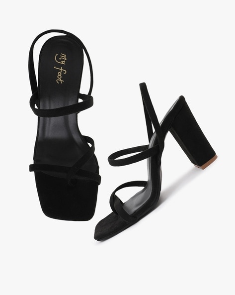 Black chunky strappy discount heels