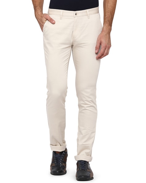 Greenfibre Casual Trousers  Buy Greenfibre Mens Solid Cream Cotton Super  Slim Fit Casual Trouser Online  Nykaa Fashion
