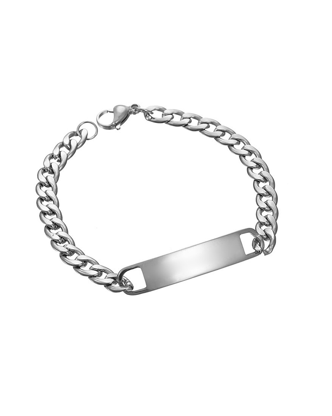 Engrave Letter Name Stainless Steel Chain Id Bracelet For Men