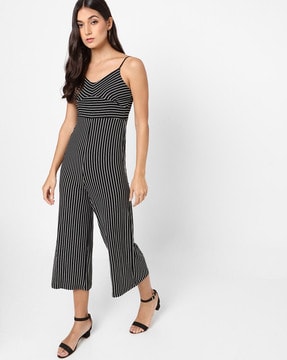 striped fitted jumpsuit