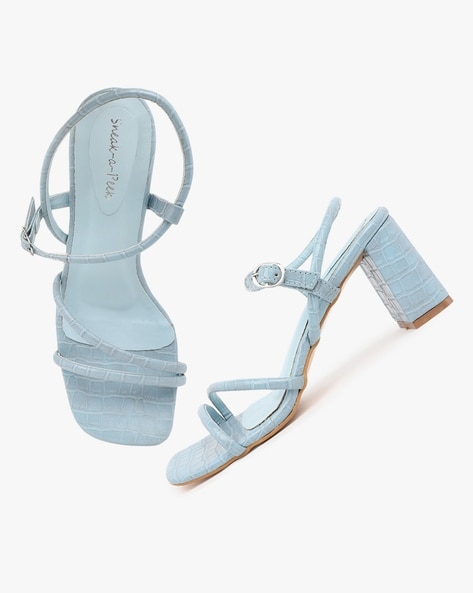 Pale blue discount sandals low heel