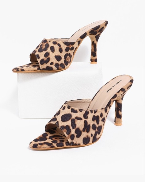 Leopard Print Peep Toe Stilettos