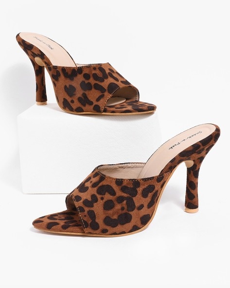 Single Band Ankle Strap Shoes Block Heel-Cheeath Leopard Print