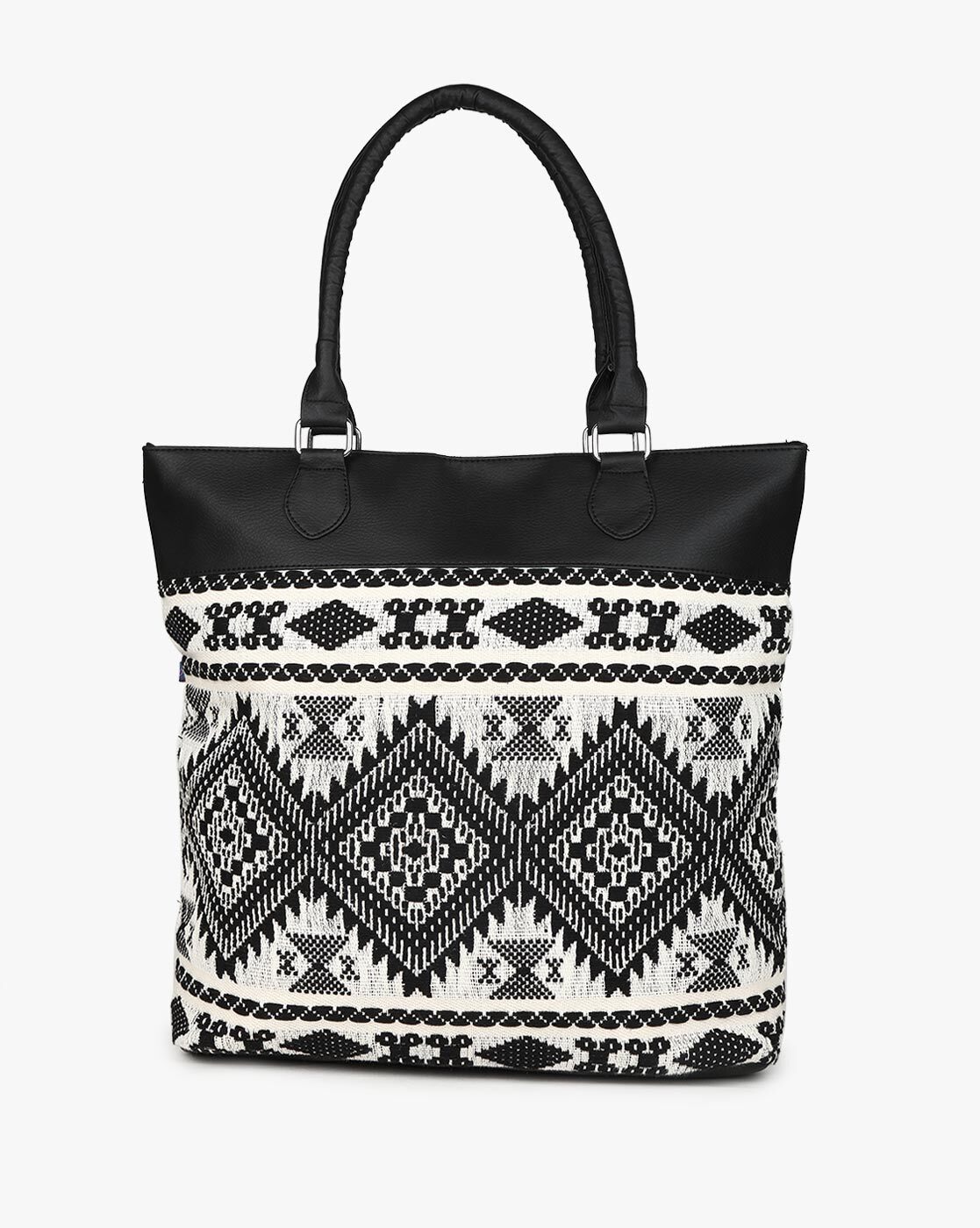 black and white tote handbag