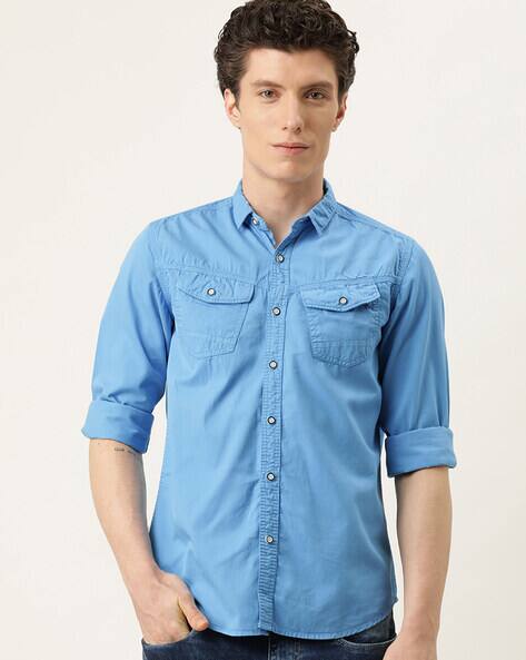 Airy Blue Shirts for Men by iVOC Online 