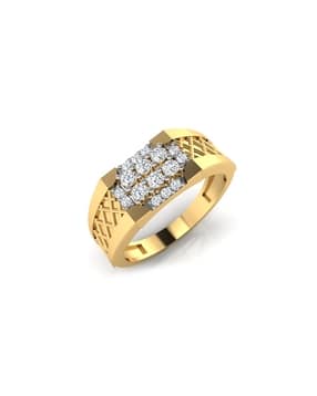 Pretty Yellow Gold Diamond-Studded Band Ring-image-34