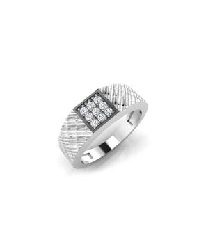 Jigar White Gold Diamond-Studded Band Ring-image-36